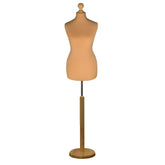 Display Guru Female Uk Size 18/20 Dressmakers Tailors Dummy Mannequin Gold Torso Bust with Light Wood Round Base